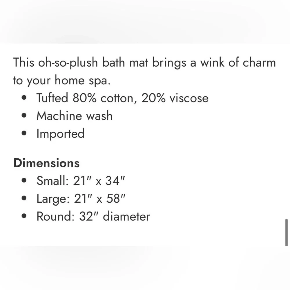 Anthropologie Scalloped Cotton Bath Mat NWOT